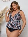 SHEIN Swim BohoFeel Women'S Plus Size Paisley Print Tank Top Bikini