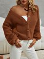 SHEIN Frenchy Solid Color Drop Shoulder Button Front Cardigan