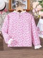 SHEIN Kids Nujoom Girls' (Big) Flower Printed Long Sleeve Shirt