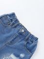 Young Girl Ripped Frayed Cut Out Ripped Frayed Straight Leg Jeans