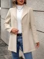 Women's Turn-down Collar Long Sleeve Woolen Coat