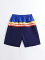 Teen Boy Striped Pattern Swimming Trunks