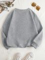 Women's Large Size Love Printed Fleece Sweatshirt