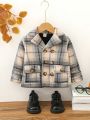 Baby Boy Plaid Double Breasted Flap Pocket Overcoat