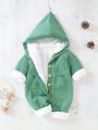 Baby Girls' Hooded Thickened Sweater Romper