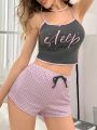 Women's Cartoon Printed Camisole Home Wear Set