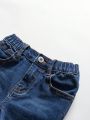 Little Boys' New Casual Fashionable Distressed Washed Denim Skinny Jeans