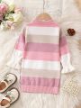 Infant Girls' Color Block Flare Sleeve Knitted Sweater Dress