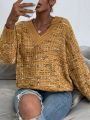 SHEIN Frenchy Yellow Women's V-neck Casual Sweater