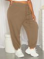 SHEIN CURVE+ Plus Size Drawstring Waist Solid Color Sweatpants