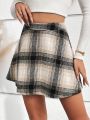 SHEIN LUNE Women'S Checked A-Line Skirt