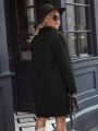 SHEIN Essnce Long Teddy Fleece Coat With Oversized Lapel