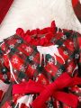 Baby Girl Christmas Elk & Plaid Belted Dress