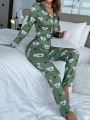 Koala Printed Long Sleeve Jumpsuit