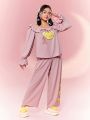 CARDCAPTOR SAKURA | SHEIN Plus Size Cartoon Print Ruffle Trim Pajama Set