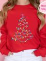 Plus Size Christmas Printed Warm Lined Hoodie