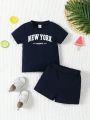 SHEIN Baby Boy Letter Graphic Tee & Shorts