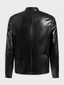 SHEIN Men Zip Up PU Leather Teddy Lined Jacket