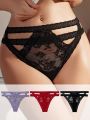 SHEIN Women's Hollow Out Lace Thong Panties