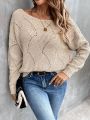 SHEIN Essnce Twist Backless Drop Shoulder Pointelle Knit Sweater