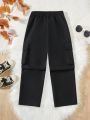 Teenage Girls' Cool Fashionable Loose-Fit Multi-Pocket Work Pants For Spring And Autumn