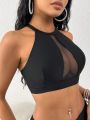 SHEIN Swim SXY Women's Mesh Splice Swimsuit Top