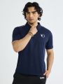 SHEIN Golf Casual Men's Pattern Printed Short Sleeve Golf Polo Shirt