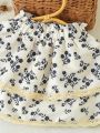 Baby Girl Floral Printed Patchwork Lace Elastic Waist Half Skirt