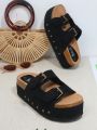 Double Buckle Footbed Sandals