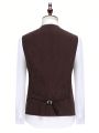 Men 1pc Button Front Waistcoat & 1pc Suit Pants