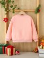 Young Girl Christmas Print Thermal Lined Sweatshirt