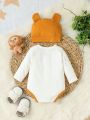 Baby Boy Cartoon Graphic 3D Ear Design Bodysuit & Hat