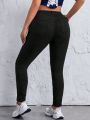 SHEIN ICON Plus Size Women's Black Distressed Skinny Pants