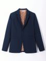 SHEIN Teenage Boys' Casual & Comfortable Fitted Solid Color Blazer