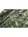 Teenage Boys' Vintage Camouflage Multi-pocket Wide Leg Comfortable Denim Straight Cargo Pants, Street Style