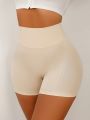 2pcs/Set Women'S Seamless Knit Shapewear Shorts In Apricot