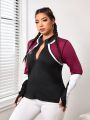 Plus Colorblock Zip Up Sports Jacket