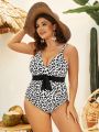 SHEIN Swim Vcay Plus Size Leopard Print One-Piece Swimsuit