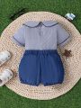 Baby Boys' Doll Collar Contrast Trim Top And Shorts