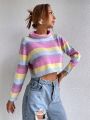 SHEIN Qutie Colorful Striped Casual Women's Sweater