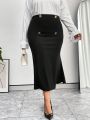 SHEIN Privé Women'S Plus Size Mermaid Style Skirt