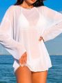 SHEIN Swim BohoFeel Women'S Cross Detail Long Sleeve Cover Up