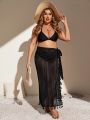 SHEIN Swim BohoFeel Plus Size Beach Fringed Cover-Up Skirt