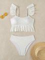 SHEIN Swim Mod Women'S Frill Edge Vest Strap Bikini