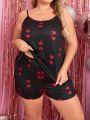 Plus Size Love Heart Print Homewear Set