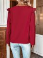 Women'S Notch Neck Lace Patchwork Blouse