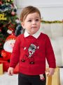 SHEIN Baby Boy Christmas Santa Claus Print Sweater Without Shirt