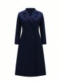 Women's Plus Size Lapel Double-breasted Flip Detail Coat