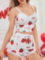 Women's Strawberry Print Pajama Set