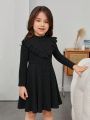 SHEIN Kids EVRYDAY Girls' Casual, Comfortable And Loose Solid Color Dress